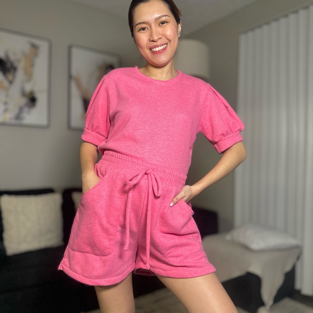 Nene Co-ord Set | Matching Top & Shorts | Stretchable | PINK